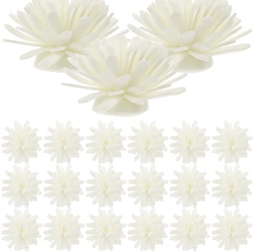 VALICLUD 100pcs Mini Artificial Chrysanthemum Flower Diffuser Sticks Set, Milk White Pe Foam Material, Aromatherapy Essential Oil Diffusers for Home, Office, Bathroom Fragrance