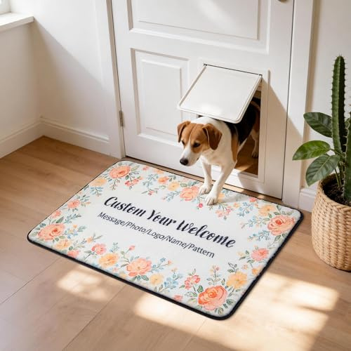 Tinyboy-hbq Personalised Door Mat Photo with Family/Name/Logo,Custom Rug New Home Housewarming Gifts,Welcome Mat Non-Slip Machine Washable Indoor Outdoor Use (40 x 60 cm)