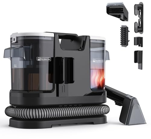 Lubluelu Nasssauger Polsterreiniger Gerät 600W, 18 kPa Teppichreiniger Waschsauger, tragbarer Teppichreiniger mit 10-Sek.-Heizfunktion, Selbstreinigung und langem Schlauch für Teppiche, Sofas & Auto