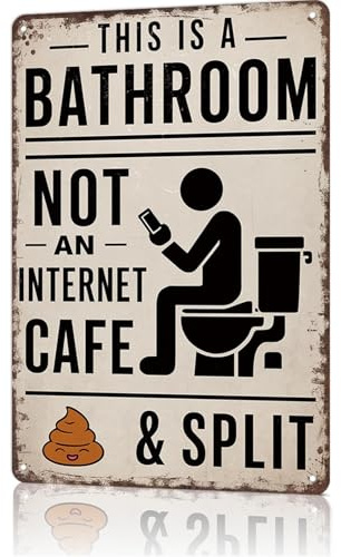 Badezimmer Deko Vintage Metall-Blechschild „This Is A Bathroom Not An Internet Cafe“ – Lustiges WC Schild, Metall Wanddeko für Badezimmer, Toilette, Bad, Wohnung, Lustige Wanddeko Geschenk (1 PCS)