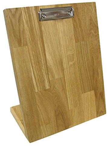 LINLAY Intarsien & Gravuren A4 Klemmbrett aus Holz Eiche Tischmodell Memoboard Notizbrett Aufsteller Flyerhalter Zettelhalter