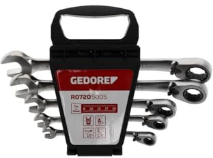 GEDORE red Maul-Ringratschenschlüssel-Satz, umschaltbar, Set 5-tlg, SW 8-19 mm, abgewinkelt, Schraubenschlüssel, R07205005