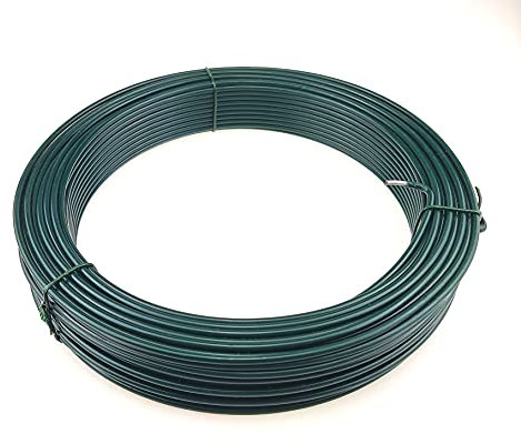Garmix Fil de tension galvanisé à chaud pour grillage grillagé, clôture, fil métallique (200 m, 3,8 mm) - Vert