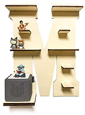 DRYSSON DIY Regal Buchstabe A-Z für die Musikbox passend für Kinder Baby Zimmer zum selbst bemalen mit Wunschname tolles individuelles Geschenk zum Geburtstag zu Ostern Weihnachten (Buchstabe: M)