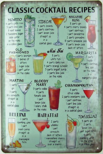 Generisch Plåtskylt 20 x 30 cm välvd retro klassisk cocktail Recipes gåva magnetisk metallskylt med talesätt vintage roliga dörrskyltar öl nostalgi skylt dekoration barskylt ölmotiv