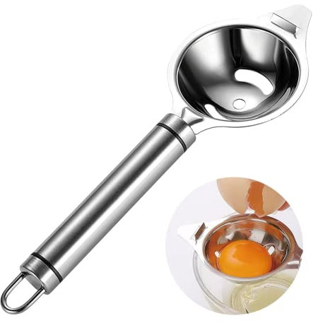 Eiertrenner Eiweiß Trenner Rostfreier Stahl Eigelb-Eiweiß-Separator, Filter mit langem Griff, Kochwerkzeug, Backassistent