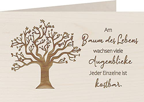 myZirbe Holzkarte - BAUM DES LEBENS - 100% handmade in Österreich - Postkarte, Geschenkkarte, Grußkarte, Klappkarte, Karte, Einladung (Ahorn)