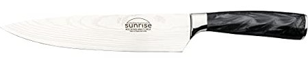 Rockingham Forge Kochmesser, Sunrise Kollektion, 20cm, 8 Zoll, Schwarzer Harzgriff, Klinge aus Rostfreiem Stahl, Edelstahl, Geschenkverpackung, RF-2108BK