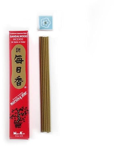 Räucherstäbchen 50 Stück Nippon Kodo Morning Star Sandelholz | Japanische Rauchstäbchen aus natürlichen Stoffen | Premium Räucherwerk für Meditation, Yoga & Entspannung | Raucharme Low Smoke Sticks