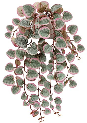 Hollyone Trailing Artificial Plants Decorative Fake Potted Plants, String of Hearts Plants Indoors Outdoors, Faux Trailing Plants for Home, Wall, Living Room, Bedroom, Office Decorations