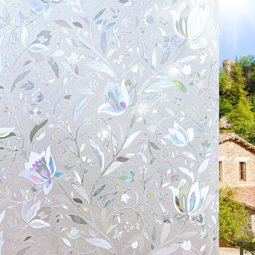 KROMAPOLIS Fensterfolie - Fenster Sichtschutzfolie, Fenster-Vinylglasabdeckung, Glasmalerei-Dekorfolie, Fenster-Sichtschutzfolie Mattiert, Statische Fensterfolien Nicht Klebend - 90X200CM