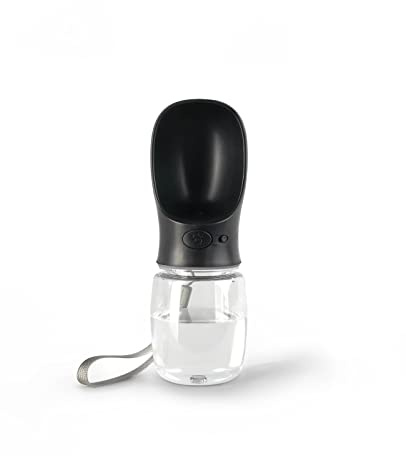 lionto tragbare Wasserflasche mit Napf für Hunde & Katzen, 350 ml, Schwarz | Auslaufsichere Trinkflasche aus lebensmittelechtem ABS-Kunststoff mit Napf für Unterwegs & auf Reisen, Spülmaschinenfest