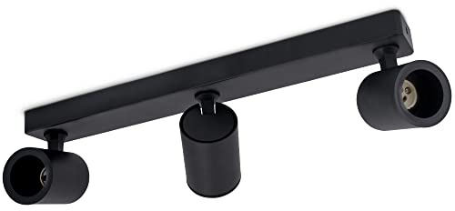 linovum TENJO Deckenstrahler 3-flammig schwarz GU10 schwenkbar | Dreiflammiger Spotbalken schwarz - Köpfe schwenk- & drehbar, für Wohnzimmer, Küche & Flur, für GU10 (ohne Leuchtmittel)