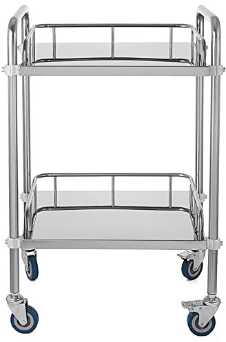 Carrido de 2 Capas, Carrito de Servicios Públicos para el Hogar, Carrito de Rodadura de Acero Inoxidable, Carrito de Servicio de Lana Móvil de Laboratorio, Carrito de Almacenamiento Multifunción con