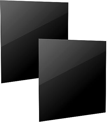 QWORK® 2 Stück 3 mm Schwarze Acrylplatte, Schwarze Plexiglasplatte, 30 x 30 cm, Für Heimdekoration, Malerei, Fotorahmen