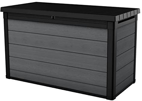 Keter Cortina Kissenbox 757L, wetterfest & UV-beständig, EVOTECH™-Material, Gasdruckfedersystem, Grau, Maße: 147 x 83 x 86 cm