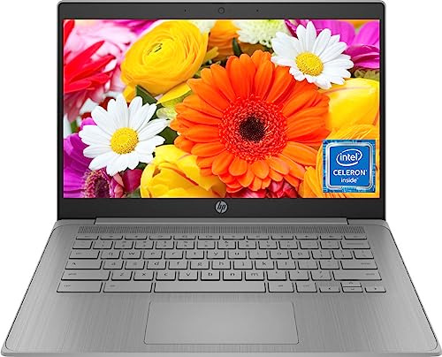 HP Chromebook 14a 14 HD (Intel 4-Core Celeron N4120, 4GB RAM, 64GB eMMc, UHD Graphics 600) Home & Student Laptop, 14 Hours Battery Life, Anti-Glare, Webcam, Wi-Fi, Type-C, Chrome OS (Renewed)