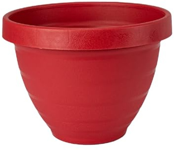 The HC Companies Pflanzgefäß mit selbstbewässernden Scheiben, 40,6 cm, Leichter Pflanztopf für drinnen und draußen, Kunststoff, für Kräuter und Blumen, warmes Rot