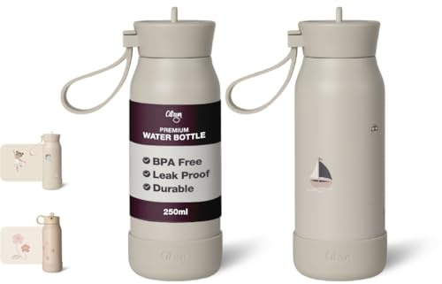 Bouteille d'eau isotherme de 250 ml pour enfants, motif véhicules, idéale pour un usage quotidien, facile à transporter pour l'école et les voyages