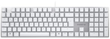 CHERRY KC 200 MX, Mechanische Office-Tastatur mit Eloxierter Metallplatte, Deutsches Layout (QWERTZ), Kabelgebunden, MX2A SILENT RED Switches, Weiß/Silber