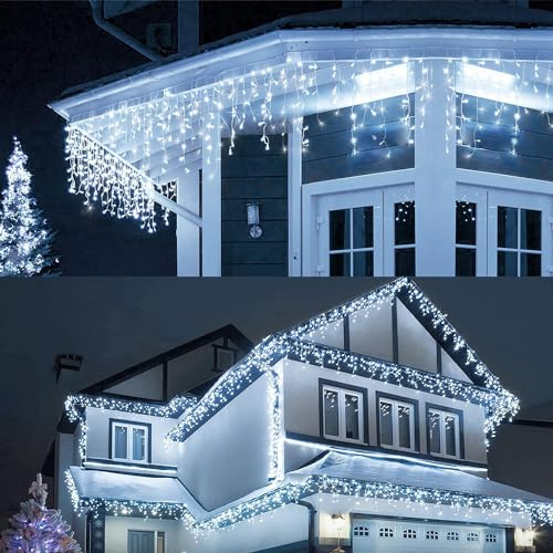 SKYTE® 480 Icicle Christmas LED Lights Powered with 8 Mode Connectable Waterproof Xmas Icicle Light Outside Christmas Decoration for Indoor and Outdoor