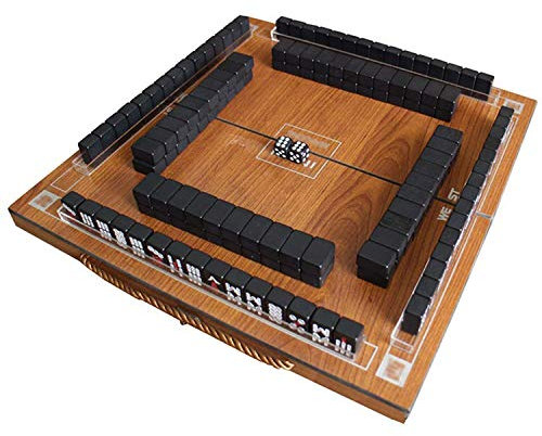 MekUk Chinesisches Schach Mini Mahjong Set Würfel Melamin Reisen Klappaufbewahrungsbox Portable Multiplayer Board Spiel Unterhaltung Casual Party Aktivitäten Spiel (Color : Black)