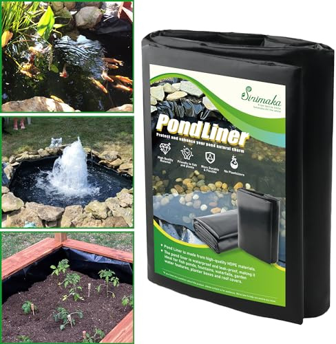 Sinimaka Pond Liner 16 x 20 Ft, HDPE Durable Pond Liners for Outdoor Ponds, Pond Liners for Fish, Koi, Water Garden, Waterfall, Fountain