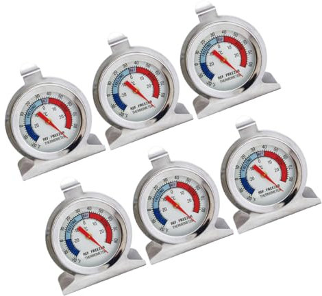 VANZACK 6stücke Edelstahl Kühlschrankthermometer Temperaturbeständig Für Gefriergeräte Silber Papierverpackung Für Zuhause Und Büro Präzise Temperaturmessung