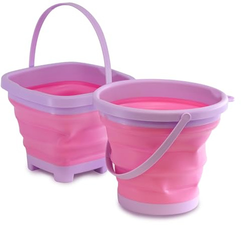 The Magic Toy Shop Foldable Beach Bucket with Handle - Kids Toddler Outdoor Beach Sand Set for Sandpit