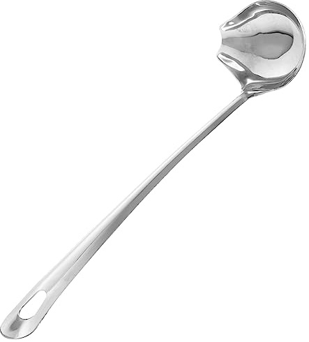 Garneck Cuillère à Sauce Inoxydable Argentée Petite Taille Bec Verseur Design Lisse Ustensile la Cuisine Pâtisserie Usage Domestique
