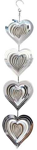 3D Heart Metal Wind Spinner - Garden Hanging Ornament and Sun Catcher for Outdoor Decor