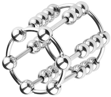 Penisschmuck Edelstahl Penisring Große Metall Penies Ring für Dein Eichel mit Mehreren Verschiebbaren Perlen SM Cock Ring Bondage Penisringe BDSM Penis Ring Penis Schmuck für Männer Paare Fetisch