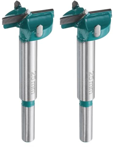 QUARKZMAN 2 Stück Forstner-Bohrer 1 (25mm) Hartmetall-Holzbohrer Lochöffner Cutter für Scharnierbohrungen Holzbearbeitung, Grün