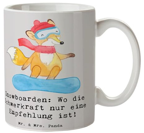 Mr. & Mrs. Panda Tasse Snowboarden: Wo die Schwerkraft nur eine Empfehlung ist! - Geschenk, Pulverschnee, Tennis, Berge, Freiheit, Sportler,