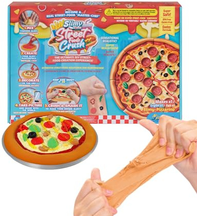 Slimy Street Foodz Crush - Pizzarino, Slime und Knete Kreativ-Set, Kochspiel zum selber Mischen, Formen und Dekorieren, kreatives Gestalten für Kinder