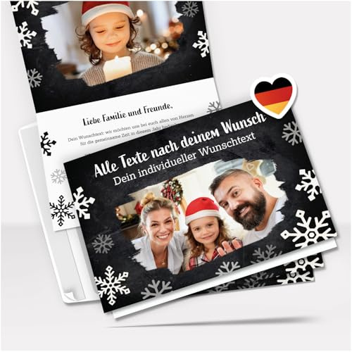10 Weihnachtskarten personalisiert mit eigenem Text & Foto – Premium Grußkarten Set mit Umschlag - Weihnachten individuell gestalten | Klappkarten A6 | personalisierte Weihnachtskarten edel