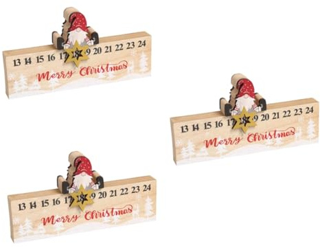 IMIKEYA 3pcs Wooden Advent Calendar Christmas Countdown Decor Outdoor Party Ornament