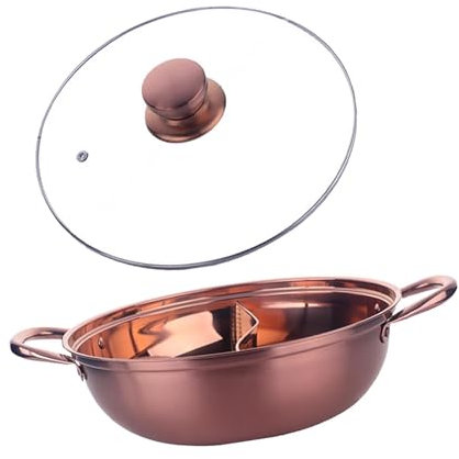 HGZLQKD Hot Pot with Divider Shabu Shabu Pot Cooking Pot Thickened Cookware Stainless Steel Hot Pot for Family Gathering Household, rose gold