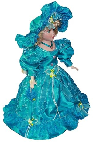 EHJRE Stehende Puppe mit Kostüm, Keramikpuppe Im Kleid, 40 cm Große, Handgefertigte, Elegante Anziehpuppe Aus Porzellan für Die Heimdekoration