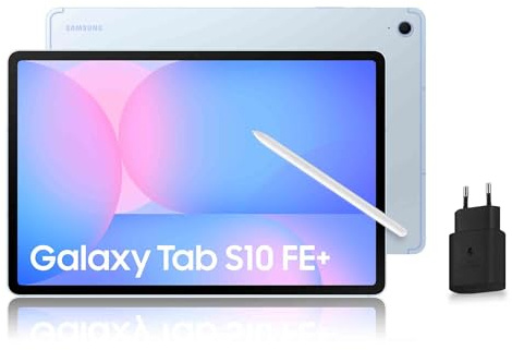 Samsung Galaxy Tab S10 FE+, Tablette Android WIFI 13.1 128 Go, S Pen inclus, Certification IP68, Bleu, Chargeur Secteur Rapide 25W Inclus, Version FR