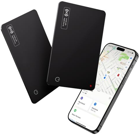 Lmrbelec Tracker Karte, Slim Wallet Tracking Card mit Apple Find My (nur iOS), wiederaufladbare Smart Card für Gepäck, Ausweis/Kreditkarte, Reisepass (für iOS, 2er-Pack)