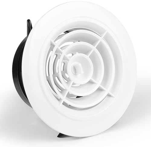 LALAGO 1 pieza Rejilla de Ventilación Ajustable 100 mm con Protección Contra Insectos, Rejilla de Ventilación Redonda ABS Blanco, Salida de Aire para Baño, Manguera de Escape, Pared, Cocina