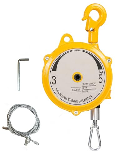 QFhuahang Spring Balancer 3-5kg (7~11lbs), Retractable Spring Tool Balancer with Adjustable Tension 1.9m Steel Wire Cable, Hanging Equipment Fixture for Garage & Workshop