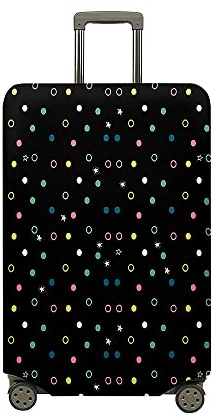 Fasbuy Kofferhülle Kofferschutzhülle mit 18-32 Zoll, Elastisch Koffer Schutzhülle Polka Dot Druck Reise kofferüberzug, Reisekoffer Trolley Case kofferschutz (schwarz,M)