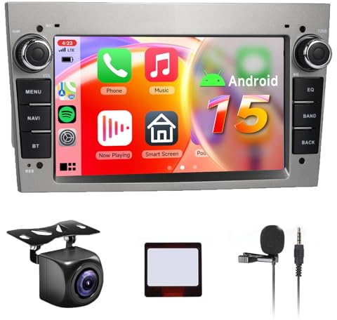 【8 Cœur 6+128G】 Hodozzy Carplay Autoradio pour Opel Astra Meriva Zafira 2003-2011, 7 Pouces Ecran Tactile Android Autoradio avec Android Auto/WiFi/GPS/RDS/FM/Bluetooth/USB/DSP,Gris
