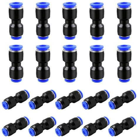 20 Stück 6 mm x 4 mm Pneumatik Steckverbinder – Push-to-Connect Reduzierstücke zum Verbinden von Druckluftschläuchen, Quick Release Reducer Fittings(PG4-6)