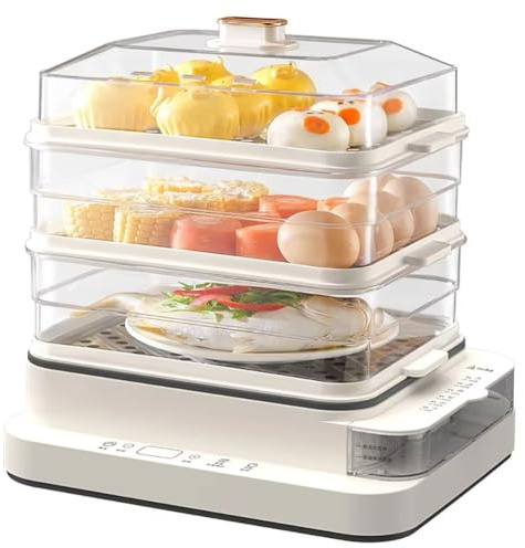 Vaporera Eléctrica De 18l, Vaporera De Tres Capas De 800w, Reserva De 24 Horas para Evitar Quemaduras En Seco, Tanque De Agua Grande De 3,2l para Cocinar Al Vapor