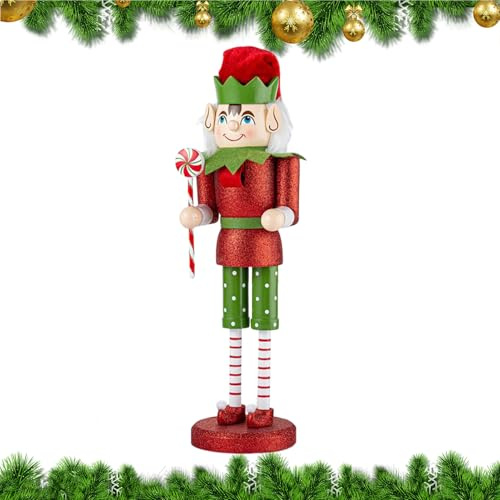 Beiykhera Nutcracker Christmas - Wooden Nutcracker,Wooden Ornament 14.96in for Kitchen Bedside Fireplace Dining Table Thanksgiving