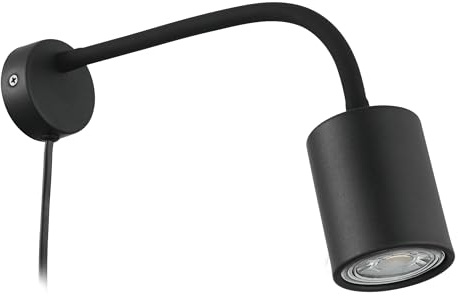 EGLO LED vägglampa Portella, vridbar inomhus, väggspot för sovrum och kontor, läslampa i svart metall, varmvit