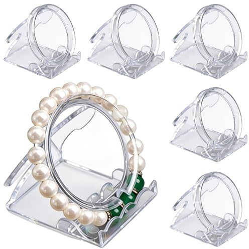 Niuhong 6 Set Transparenter Acryl Armband Display Halter Armband-Organizer Armbänder-Schmuckständer Abnehmbare Schmuckhalter Armbandständer Präsentationsständer Aufbewahrung Armreifen Armbanduhr (A)